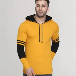 Men Colorblock Hooded Neck Cotton Blend Multicolor T-Shirt-image-24