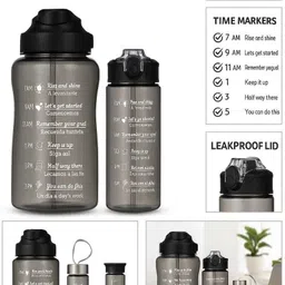 jhalakriti Portable Wide Mouth BPA Free Motivational pack of 3 Transparent Water Bottle 3500 ml Water Bottles image 2