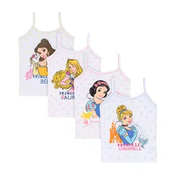 Bodycare Kids Girls Pack Of 4 White Disney Princess Cotton Innerwear Vests-picture-41