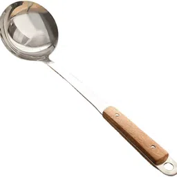 hexoniq Stainless Steel Long Soup Ladle, Professional Kitchen Serving Spoons with Wooden Handle, Large Serving Ladle Chef Spoon for Cheese Soup, Chili, Gravy, Salad Dressing or Other Foods Kitchen Tool Set image 1