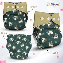 liltoes Washable & Reusable Baby Cloth Diaper (Dozing Koala) image 2