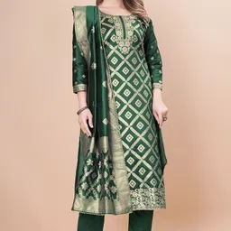 saumya creations Unstitched Art Silk Kurta & Churidar Material Self Design image 2