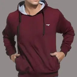 reya Men Full Sleeve Solid Hooded Sweatshirt image 1