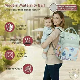 baby holic Baby Diaper Bag for Mothers | Black Maternity Backpack with Teddy Design TRAVELLING DIAPER BAG image 3