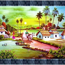 king decore Rajasthani Village View Digital Reprint 10.5 inch x 13.5 inch Painting-picture-20