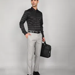 raymond Men Slim Fit Grey Polyester Trousers image 2