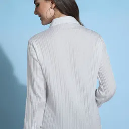 ann springs Women Regular Fit Striped Curved Collar Casual Shirt image 3