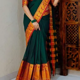 billorani Solid/Plain Mysore Silk Blend Saree-picture-10