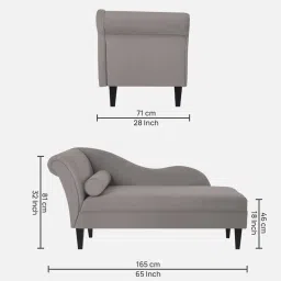 febonic Rana velvet RHS Chaise Lounger In Pearl Grey Colour image 2