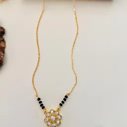 Anouk Gold-Plated AD-Studded & Beaded Mangalsutra image 5