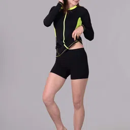 Keepfit Colourblocked Long Sleeves Zippered Rashguard With Boy short Swim Set image 2