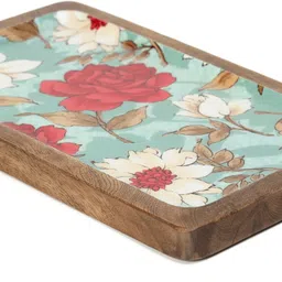 duli Serving Platter in Mango wood Flower Print for Home & Dining Table 10x6 inch Tray image 3