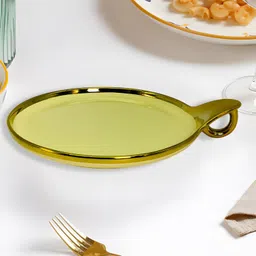 Round Serving Platter With Golden Rim And Hook Shape Handle Tray-image-16
