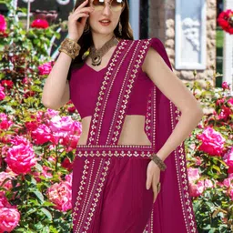 anugrah textile Solid/Plain Banarasi Lycra Blend, Chiffon Saree-picture-10