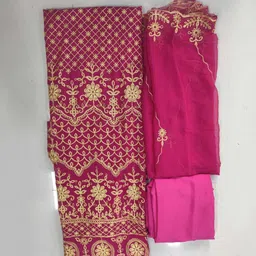 fusionvalley Unstitched Georgette Salwar Suit Material Embroidered image 2