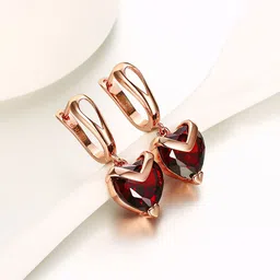 yellow chimes Red Heart Austrian Crystal 18K Rose Gold Plated Brass Clip-on Earring-picture-15
