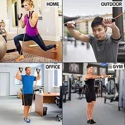 adonyx Home Gym Equipment Toning Tube With Power Band Fitness Accessory Kit Kit image 3