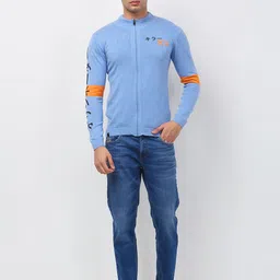 killer Men Colorblock High Neck Light Blue Sweater image 2