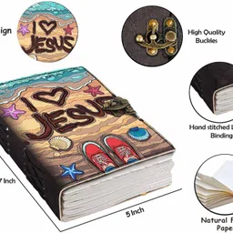 di-kraft Printed Designer leather cover Diary with Lock For Office|Gift|SIZE 5*7 INCHES A5 Diary unruled 200 Pages image 3