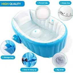 granthi enterprise Non-Slip, Travel-Friendly, Foldable Inflatable Baby Bath Tub With Air Pump image 2