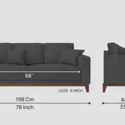 febonic Luca Fabric 3 Seater Sofa in Stone Grey Colour image 2