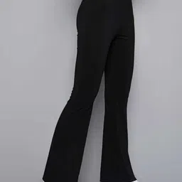 broadstar Women Flared Black Lycra Blend Trousers image 2