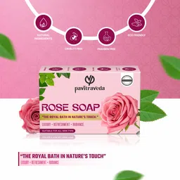 pavitraveda Soft Glow Rose & Vitamin E Soap Bar, Bathing Soap image 2
