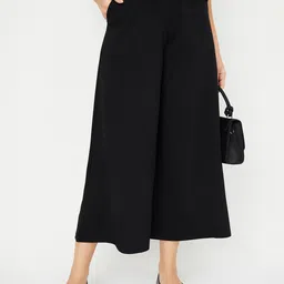 Women Regular Fit Black Viscose Rayon Trousers-image-53