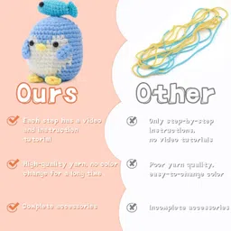 hasthip DIY Crochet Art Kit Cute Stuffed Penguin Material Kit Beginners Crochet Gift image 3