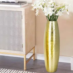 royaloak Metal Hammered Flower Vase Large Gold Tone Elegant Design-picture-26