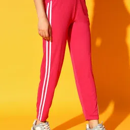 clothina Women Solid Pink Track Pants image 3