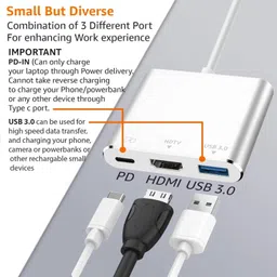 Sancy USB-C 3-in-1 Hub Cable 4K HDMI, USB 3.0 & USB-C TV-Out Adapter Gaming Adapter-image-50