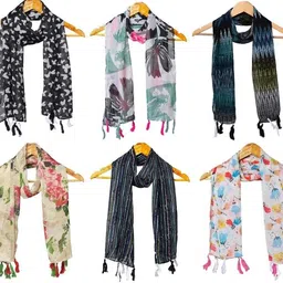 riddle needle Printed Chiffon Women Multicolor Scarf, Stole, Fancy Scarf-picture-30