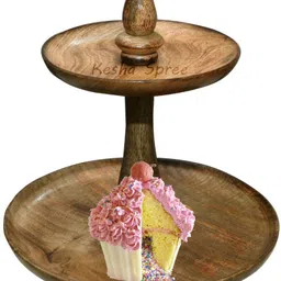 kesha spree Cake Cupcake & Dessert Stand, Cupcake Display Stand, Party Cupcake Tower - 11 Inch Diameter Wooden Cake Server-picture-15