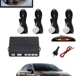 maties 4Pcs White Reverse Parking Sound Warning sensor for car Protection-254 Car Reverse Parking White 4 Sensor With LED Display/Buzzer -254 Parking Sensor-picture-31