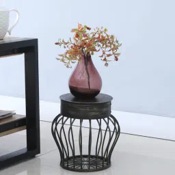 mint furnish Small Drum Shaped Black Metal Floor Planters-picture-16