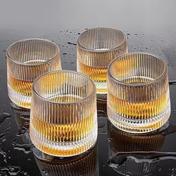 keitsi (Pack of 4) Stripe Dancing Whiskey Glass Set Glass Set Whisky Glass image 1