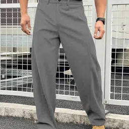 rajovati Men Regular Fit Grey Viscose Rayon Trousers image 1