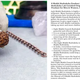 kuttumb gems & jewels 100% Lab Certified Original&Natural 8 Mukhi indonesian Rudraksha Pendant Gold-plated Brass Pendant image 3