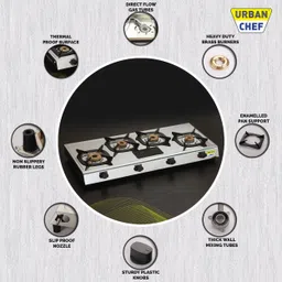 urban chef ISI certified Premium Quardo' Silicon Stainless Steel Manual Gas Stove image 2