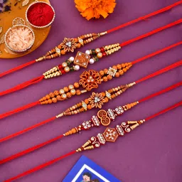 Thread 133-405-P-FAMILY-6 Mauli Thread Rakhi, Chawal Roli Pack, Greeting Card Set-image-3