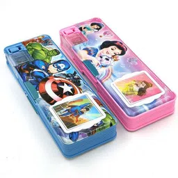 Avenger Superhero and Disney Princess Multipurpose Printed Pencil Box for Kids Magnetic Pencil Box with Calculator and Dual Sharpener Best for Return Gift Art Plastic Pencil Boxes-image-59