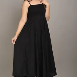 buyuniquefashion Women Fit and Flare Black Midi/Calf Length Dress image 4