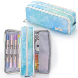 radhey preet Canvas Large Capacity Pencil Case 3 Compartment Pouch Pen Bag For School, College Teen Girl, Boy, Men, Women, RP1239(25) Art Polyester Pencil Box image 2