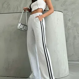 dockstreet Women Solid White Track Pants-picture-40