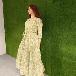 mahakara Cotton Blend Stitched Flared/A-line Gown image 2