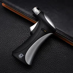 flameclub MF265_Silver-Black Windproof Direct Injection Personalized Fire Locking Cigarette Pocket Lighter image 1