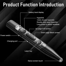 ELEPHANTBOAT Presentation Clicker with Stylus Pen Laser for Touch Screen Smart Board Remote Wireless Presenter Clicker with Stylus for Smart Board Laptop Accessory image 3