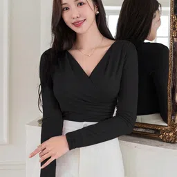 tanushk Casual Regular Sleeves Solid Women Black Top image 5