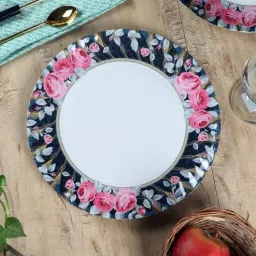 Flower Print (Set of 6) White Melamine Dinner Plate by CDI-picture-24